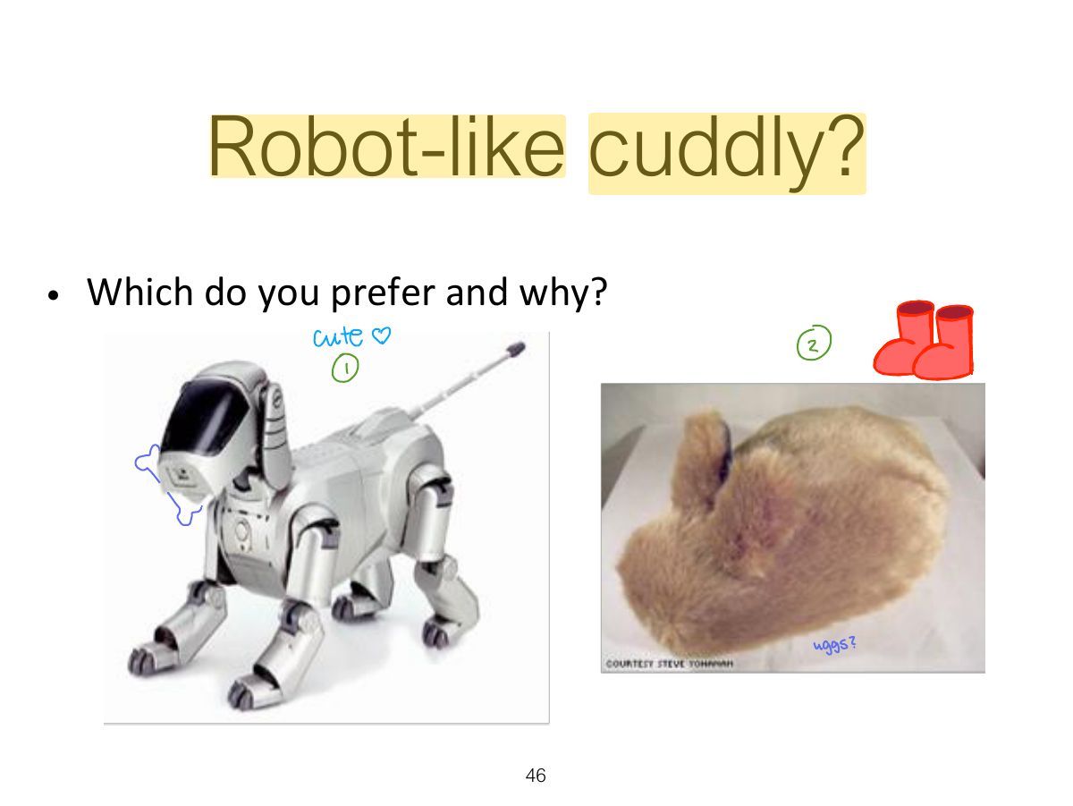 Slide 46: Robot-like cuddly?
