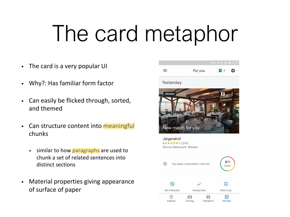 Slide 20: The card metaphor