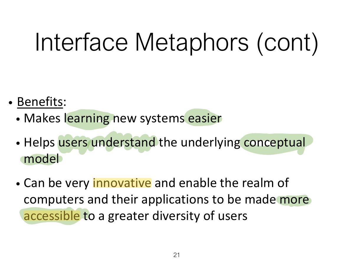 Slide 21: Interface Metaphors (cont)