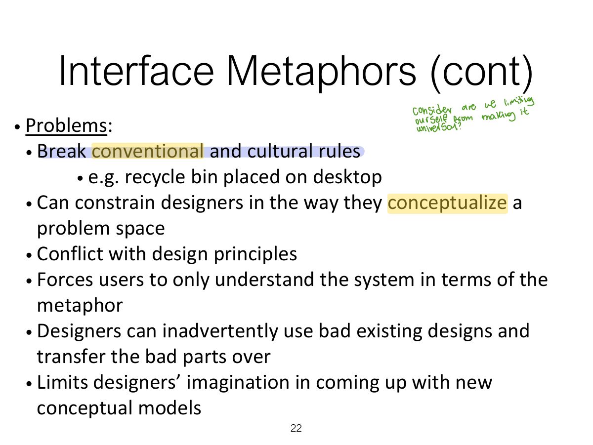 Slide 22: Interface Metaphors (cont)