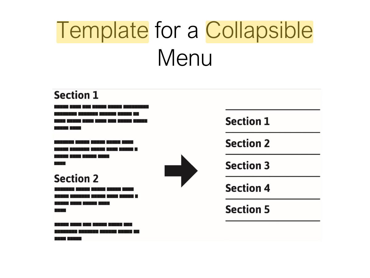Slide 52: Template for a Collapsible Menu