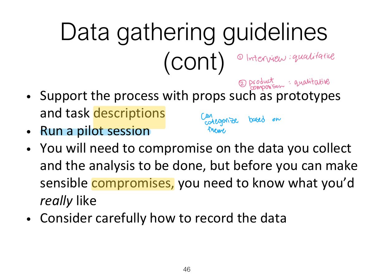 Slide 46: Data gathering guidelines (cont)