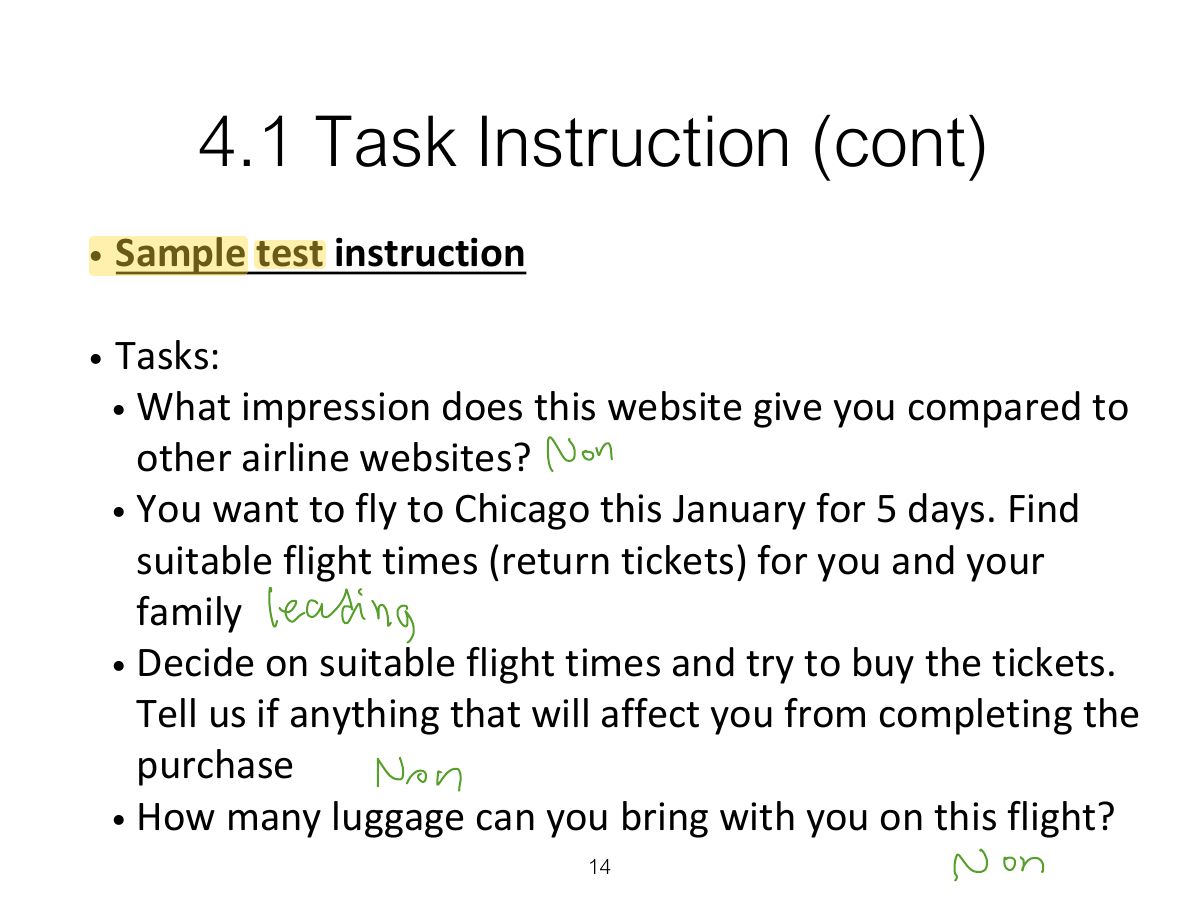 Slide 14: 4.1 Task Instruction (cont)