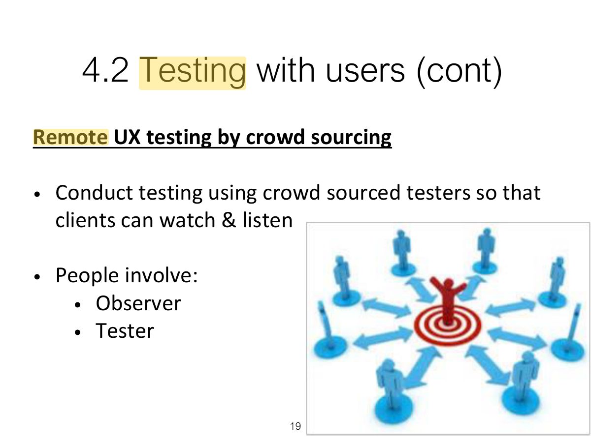 Slide 19: 4.2 Testing with users (cont)