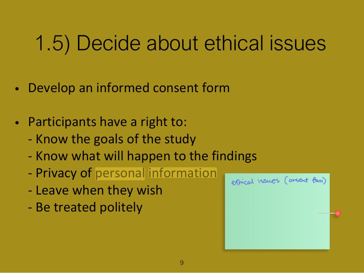 Slide 9: 1.5) Decide about ethical issues