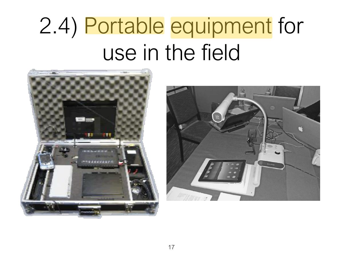 Slide 17: 2.4) Portable equipment for use in the field