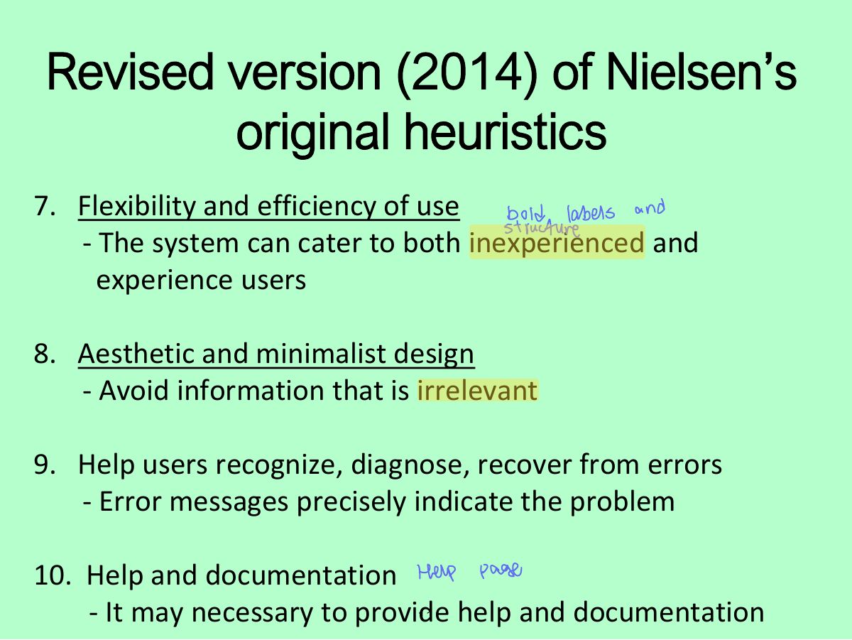 Slide 11: Revised version (2014) of Nielsen’s original heuristics