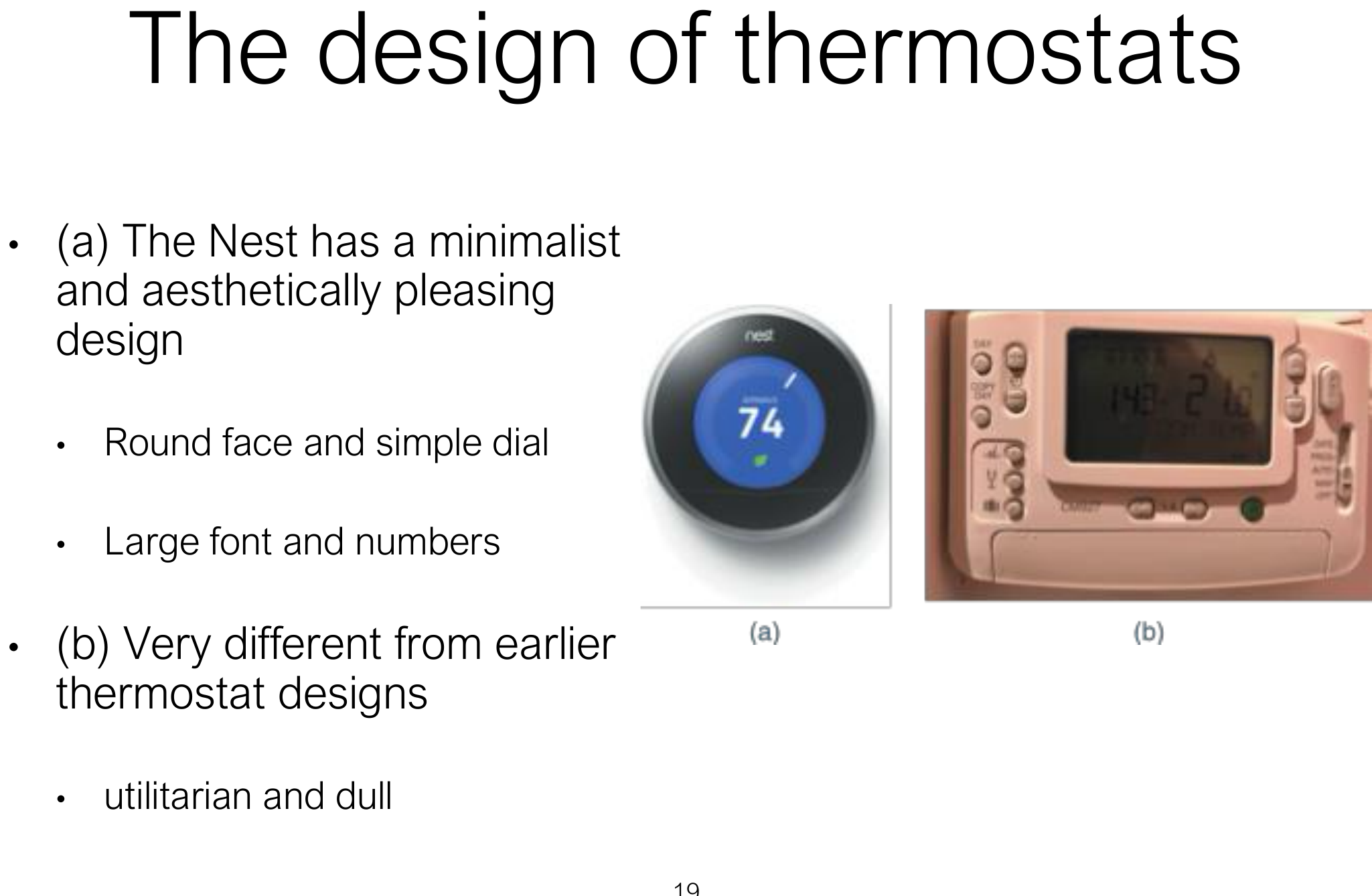 The design of thermostats: the Nest against older designs.