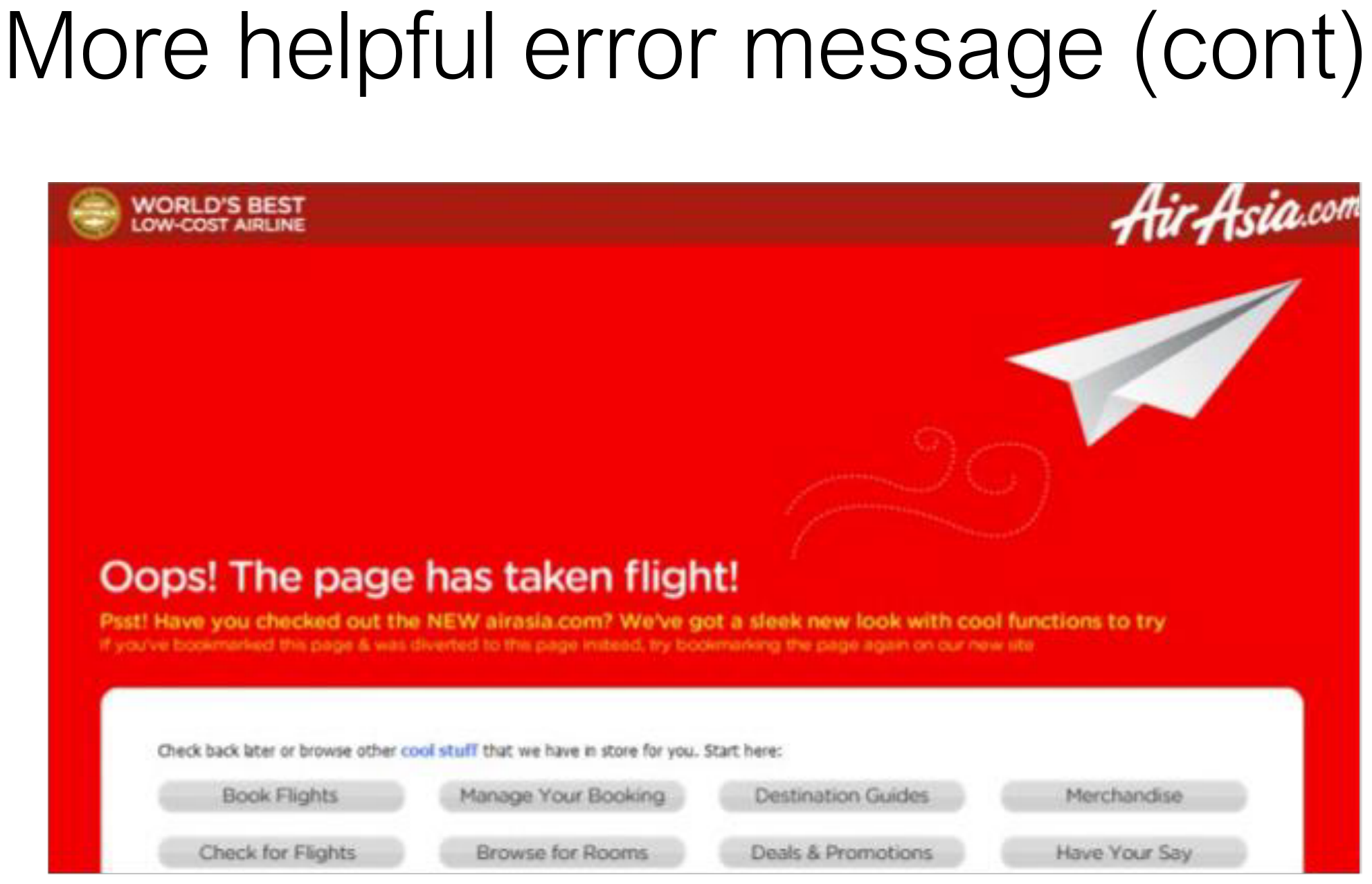 A more helpful error page.