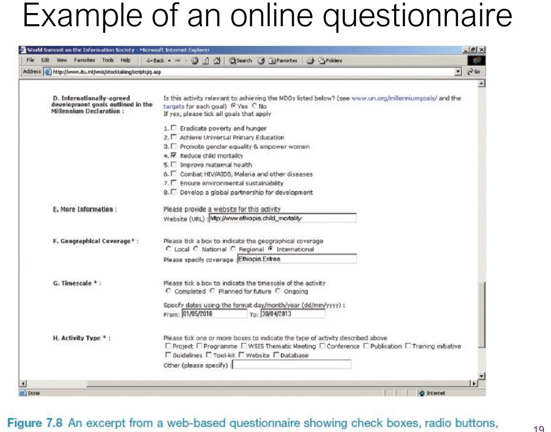 An example of an online questionnaire.