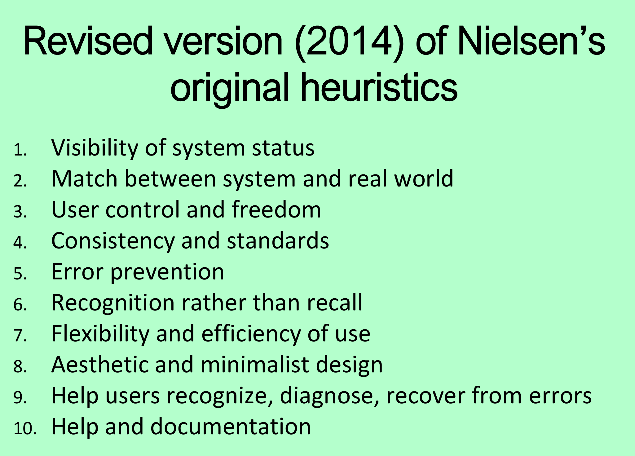 Nielsen's revised heuristics.