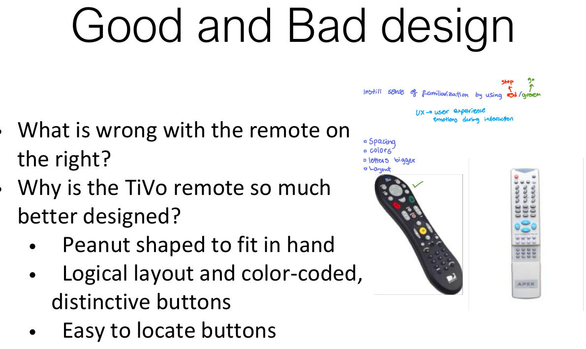 Good and bad design: two remote controls.
