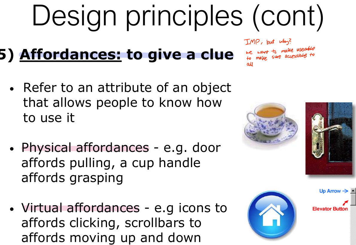 Affordances: physical and virtual.