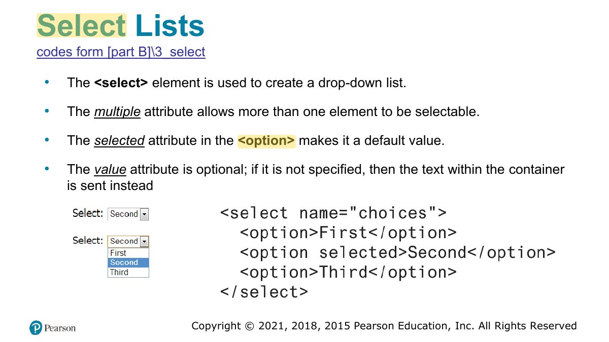 Slide 50: Select Lists