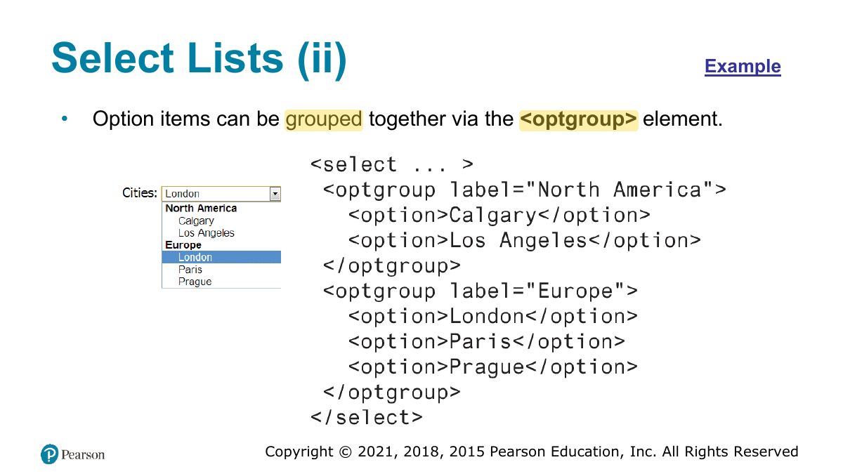 Slide 51: Select Lists (ii)