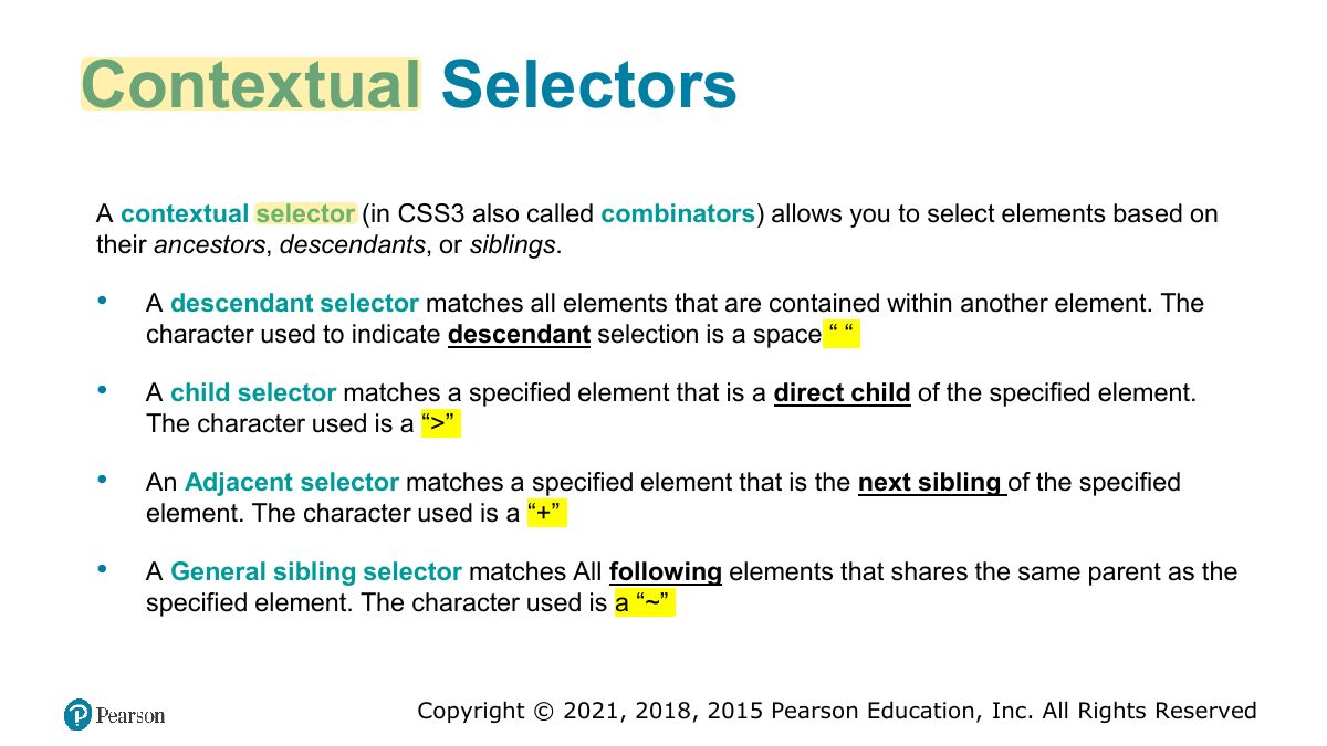 Slide 25: Contextual Selectors
