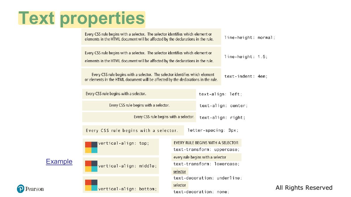 Slide 50: Text properties