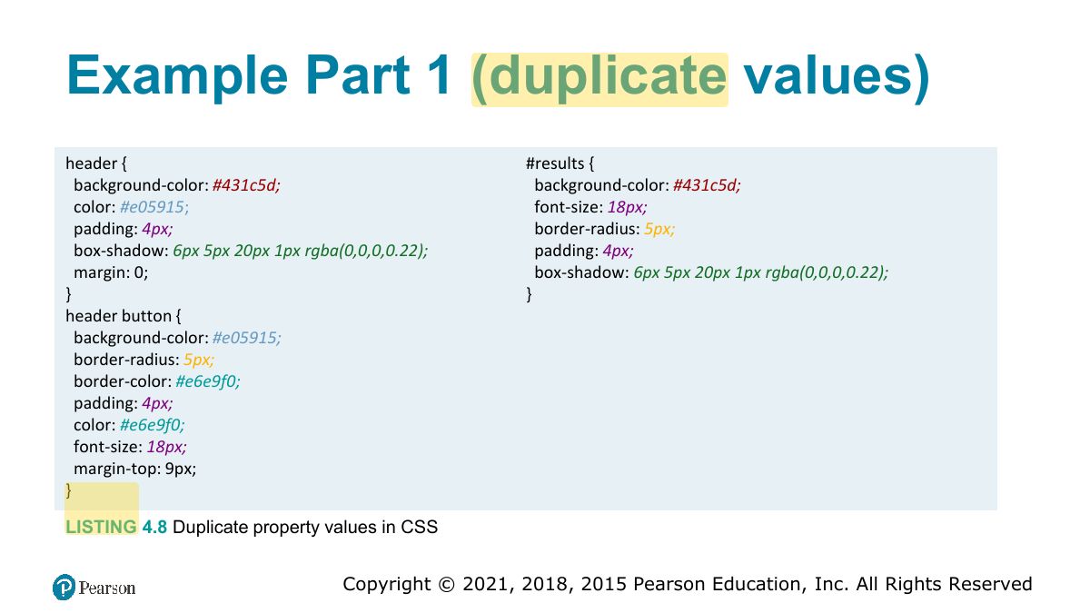 Slide 52: Example Part 1 (duplicate values)