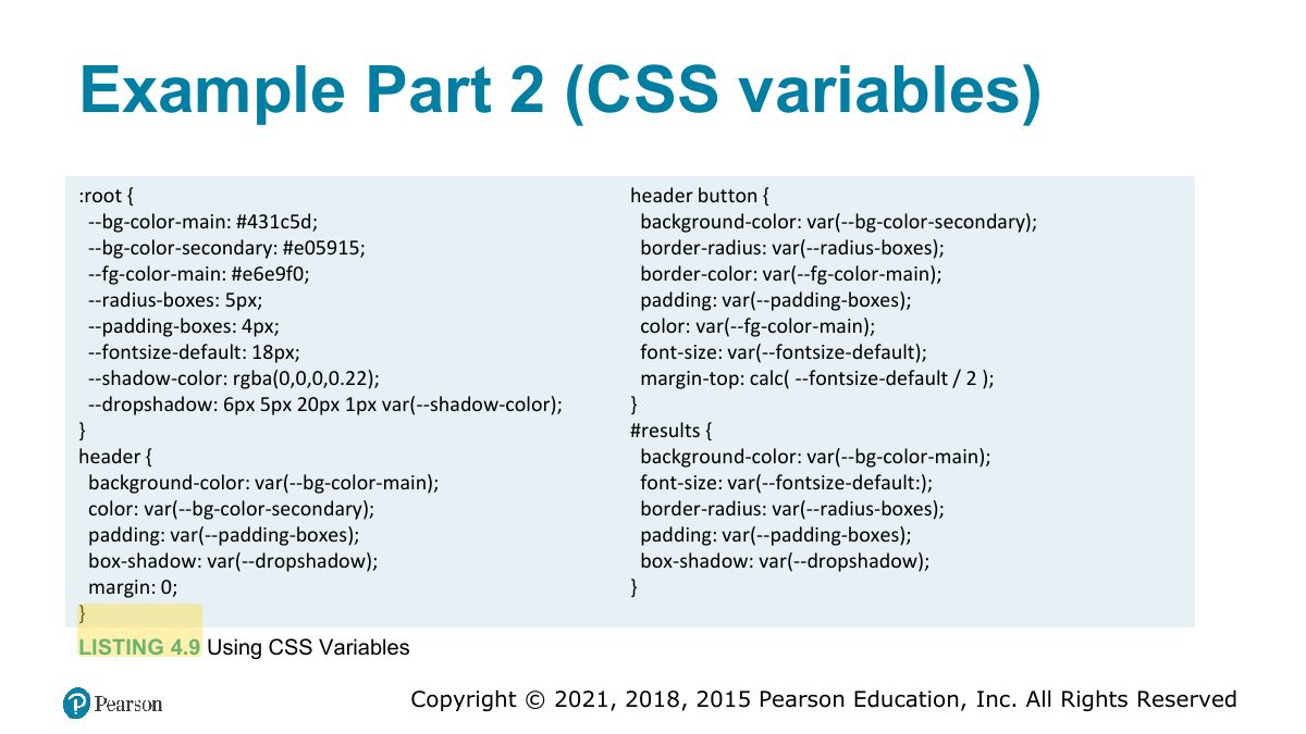 Slide 53: Example Part 2 (CSS variables)