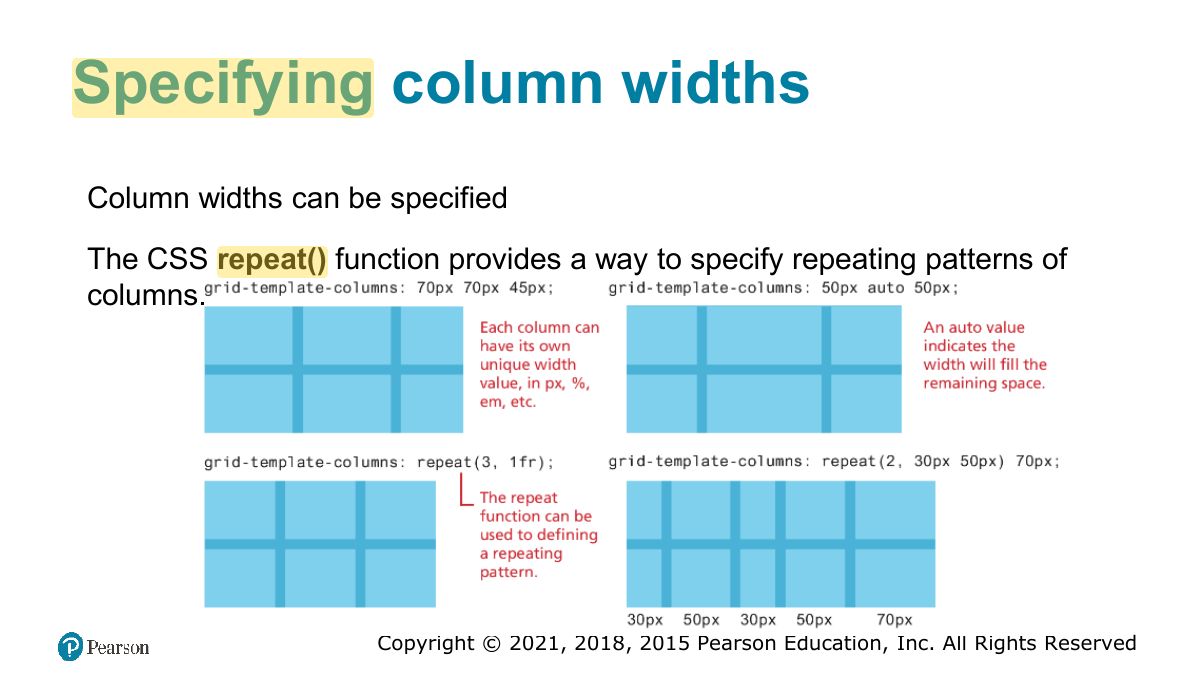 Slide 70: Specifying column widths