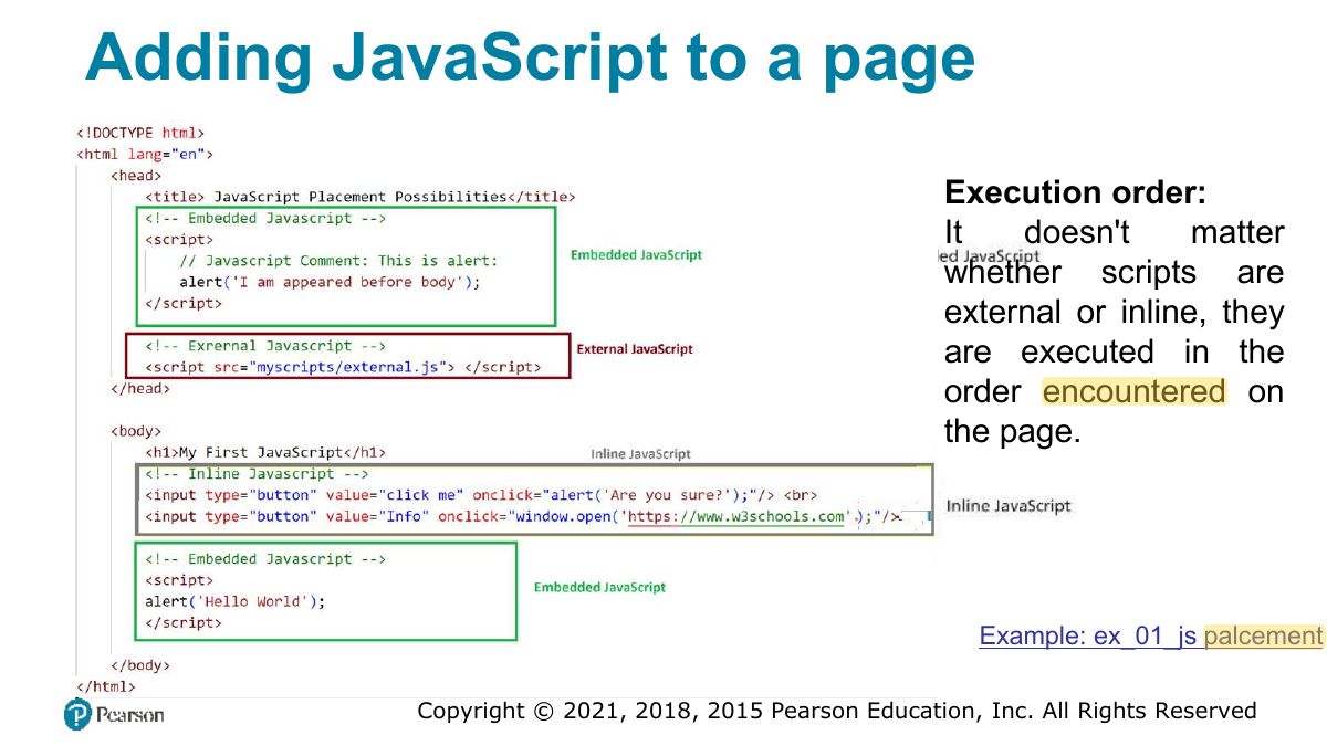 Slide 9: Adding JavaScript to a page