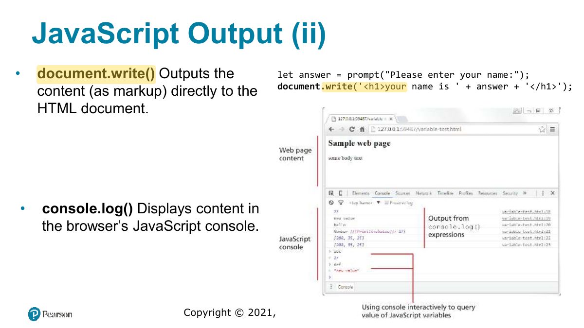 Slide 12: JavaScript Output (ii)
