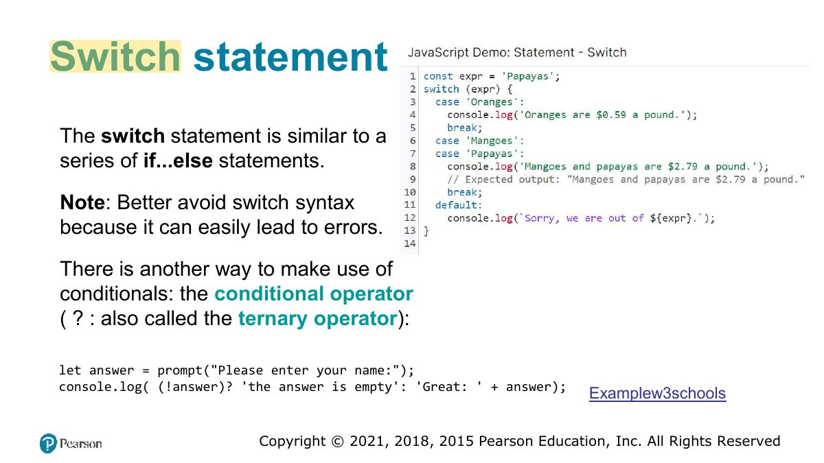 Slide 20: Switch statement