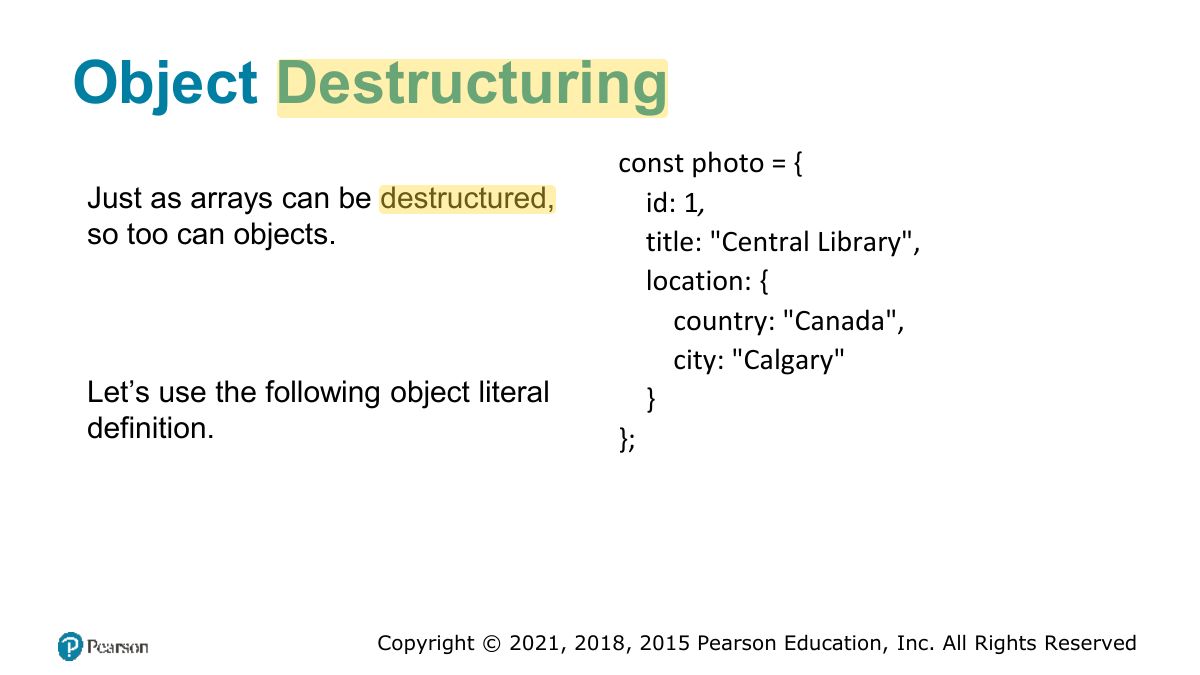 Slide 35: Object Destructuring