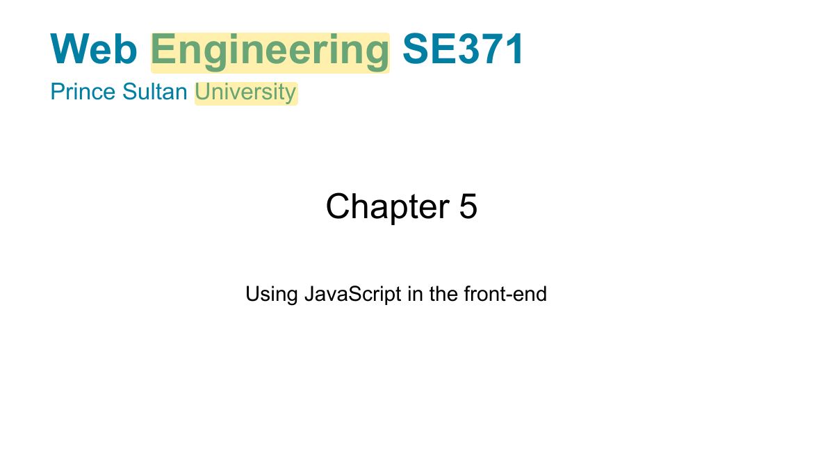 Slide 1: Web Engineering SE371