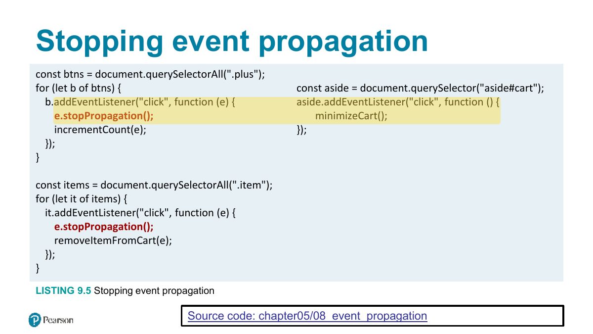 Slide 35: Stopping event propagation