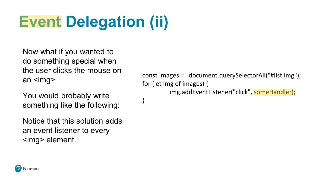 Slide 37: Event Delegation (ii)