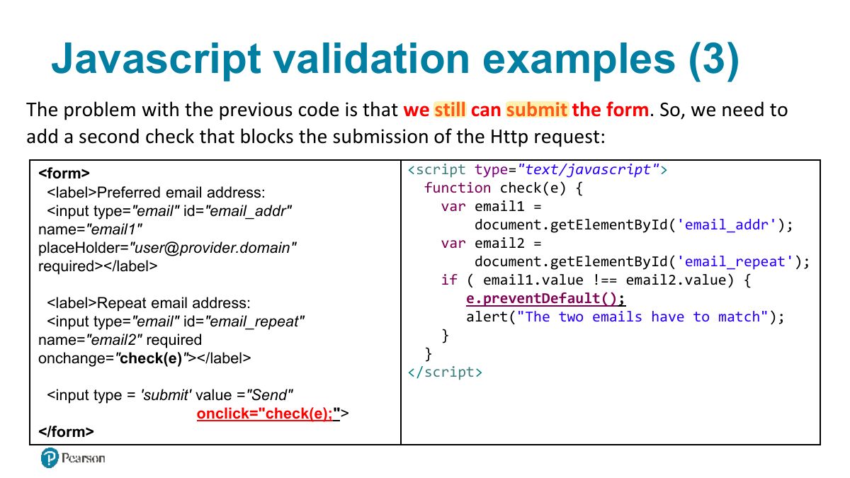 Slide 54: Javascript validation examples (3)