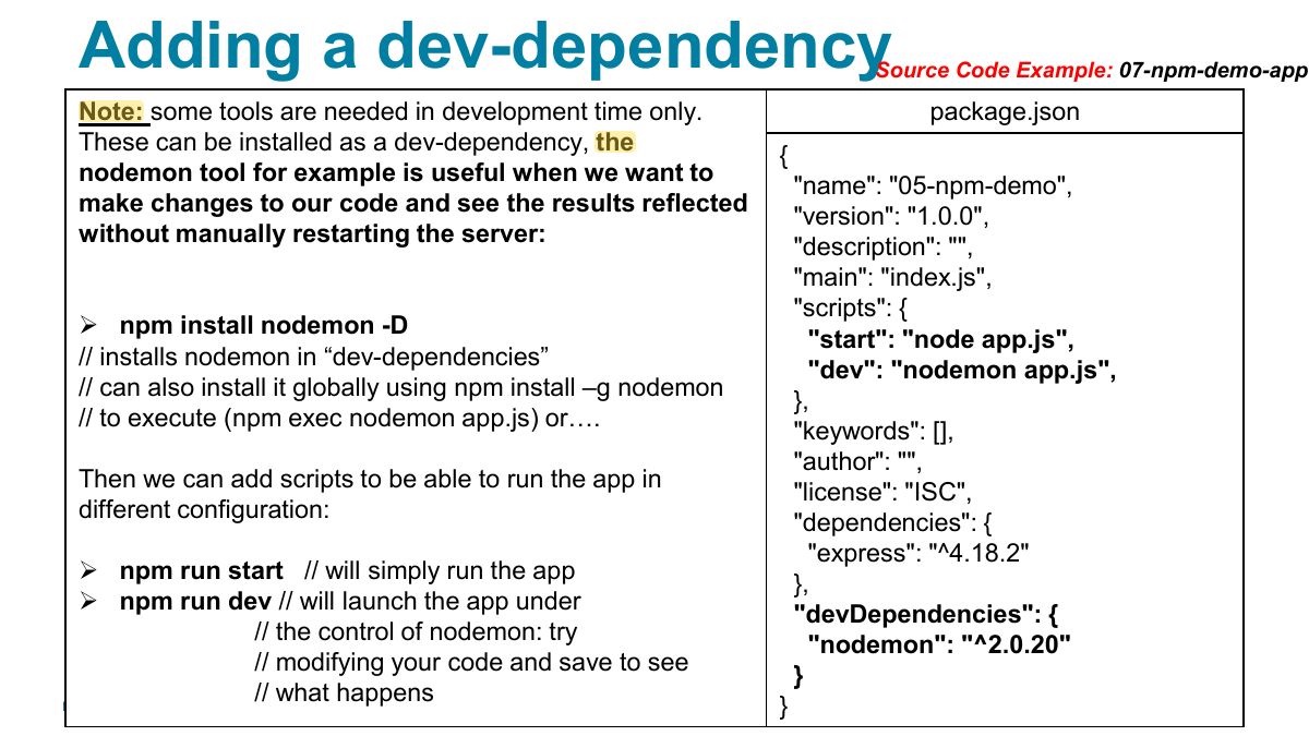 Slide 33: Adding a dev-dependency