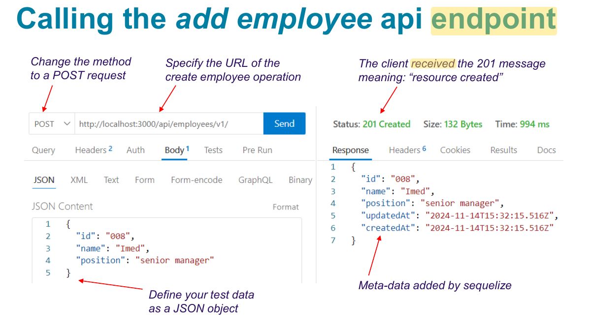 Slide 24: Calling the add employee api endpoint