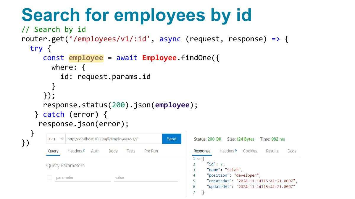 Slide 26: Search for employees by id