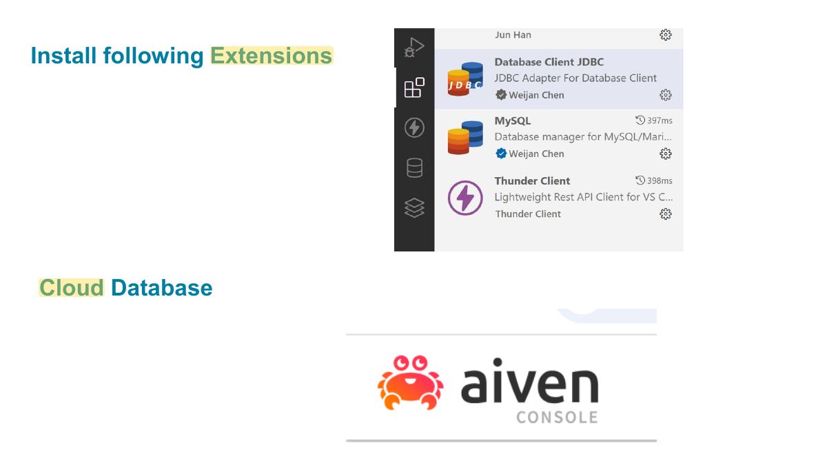 Slide 29: Install following Extensions