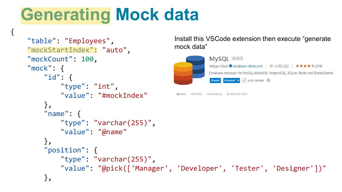 Slide 32: Generating Mock data