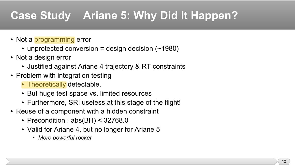 Slide 12: • Not a programming error • unprotected conversion = design decision (~1980)