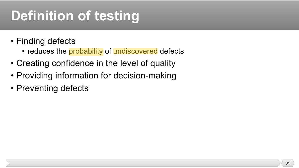 Slide 31: • Finding defects