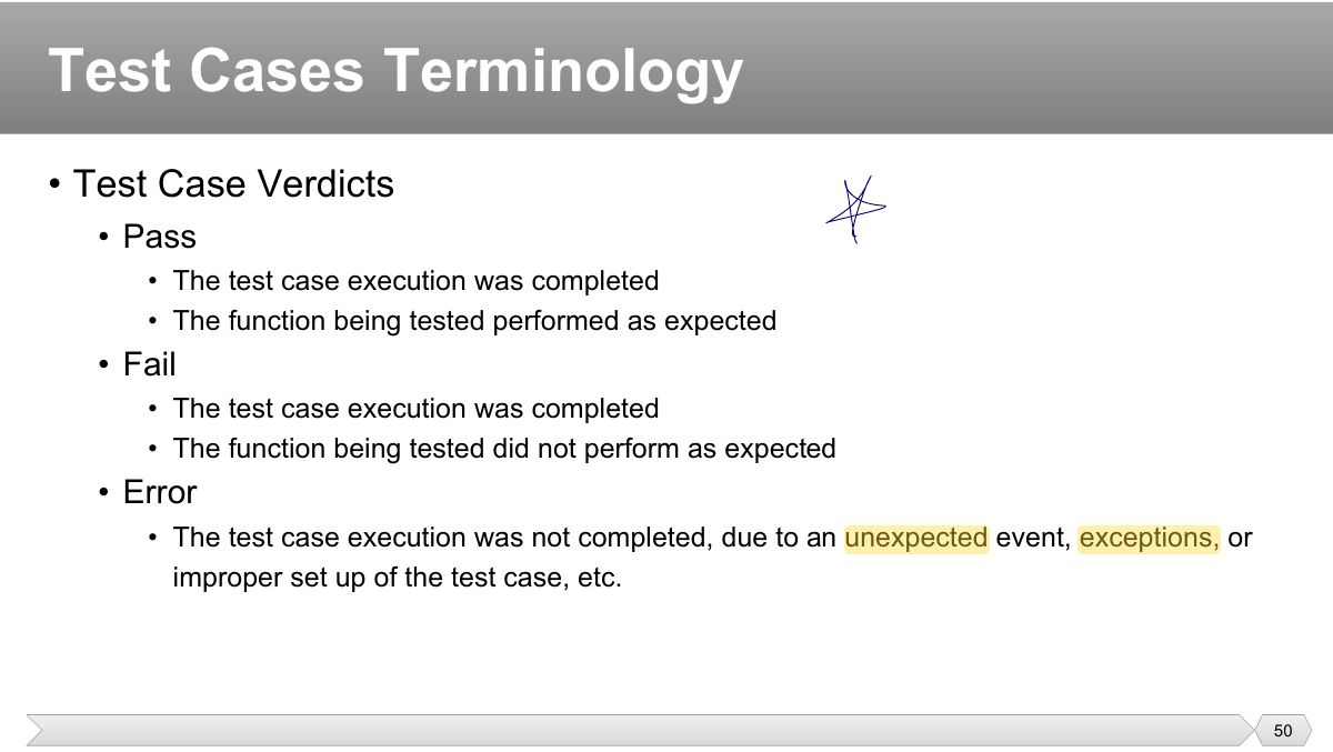 Slide 50: • Test Case Verdicts