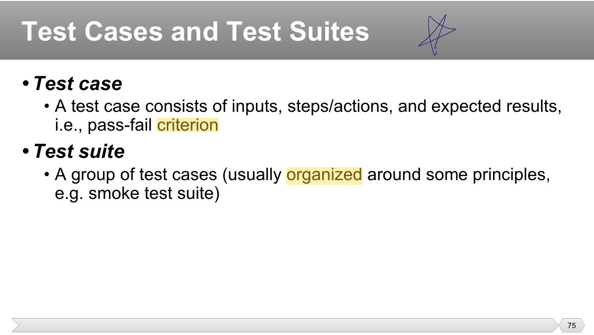 Slide 75: • Test case