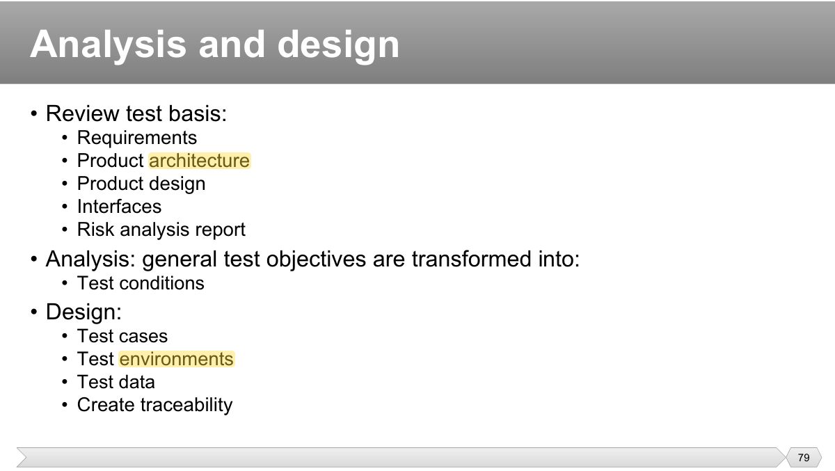 Slide 79: • Review test basis: