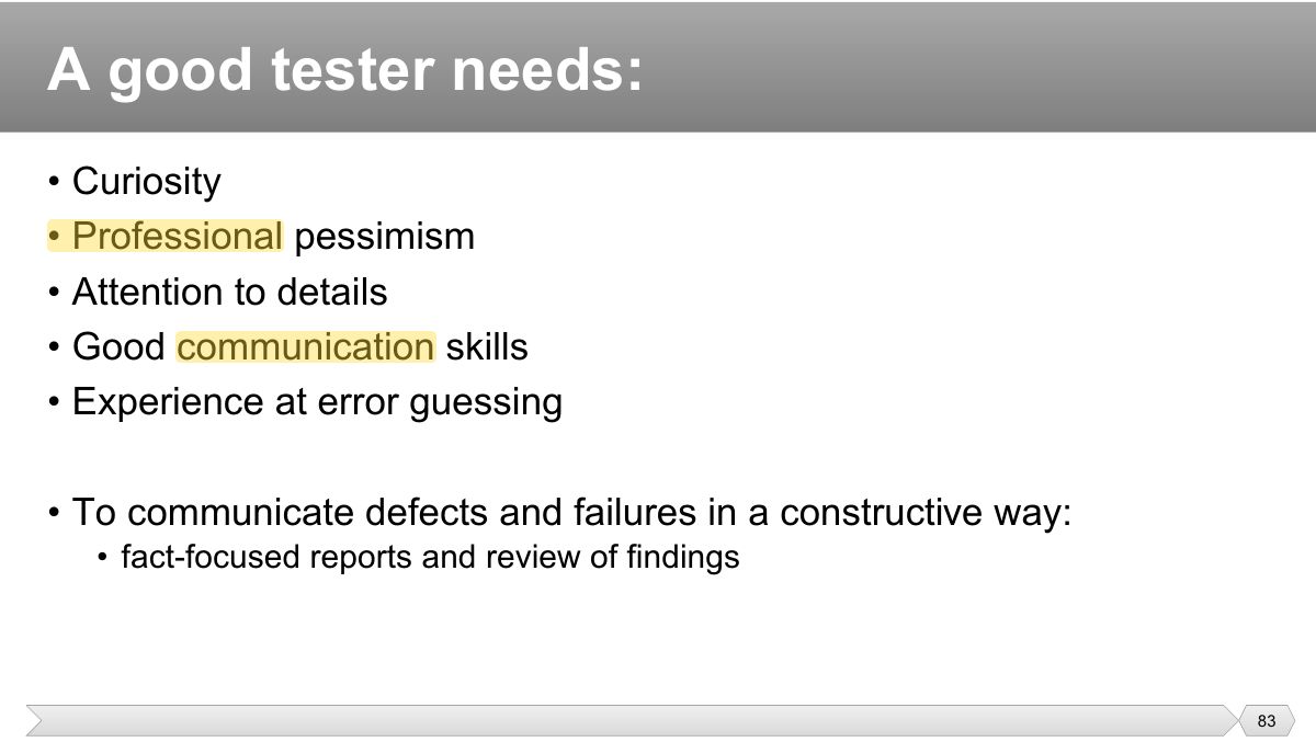Slide 83: • Curiosity • Professional pessimism