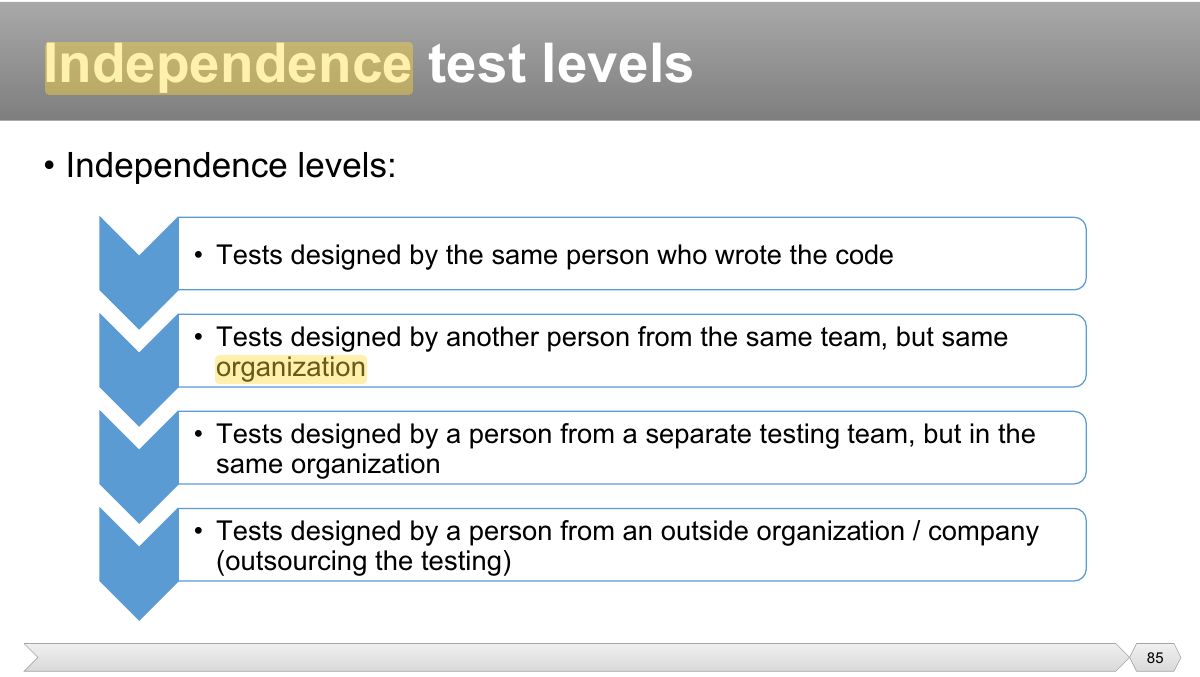 Slide 85: • Independence levels: