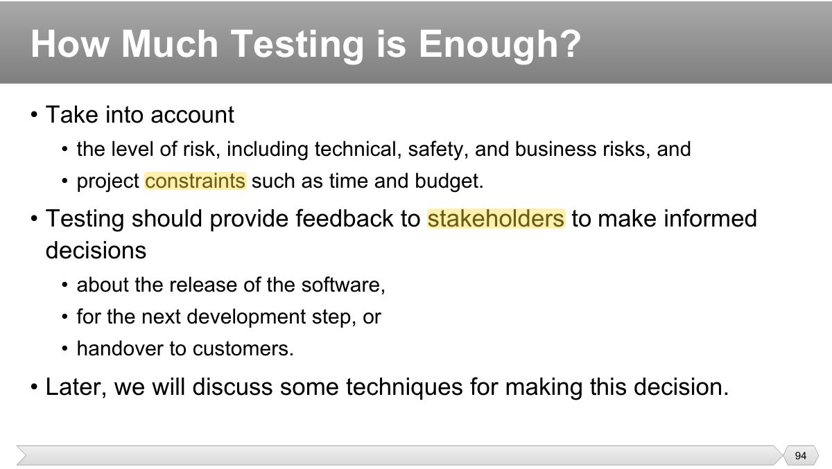 Slide 94: • Take into account