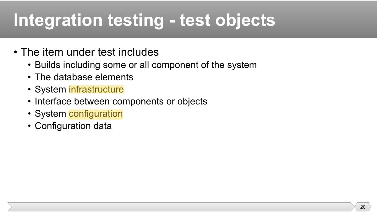 Slide 20: • The item under test includes