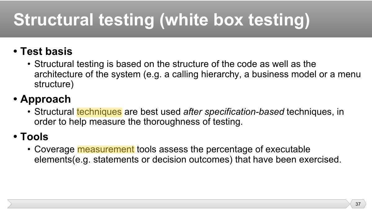 Slide 37: • Test basis