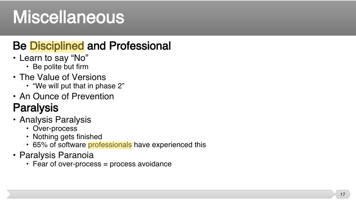 Slide 17: Be Disciplined and Professional