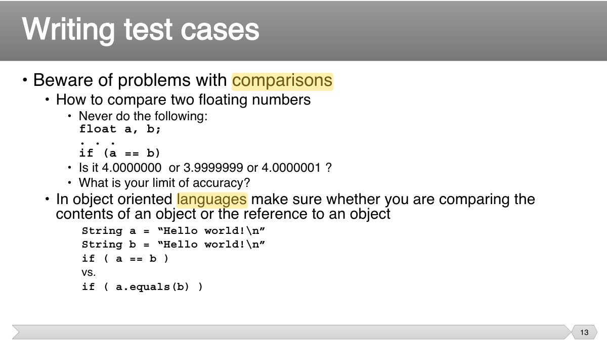 Slide 13: • Beware of problems with comparisons