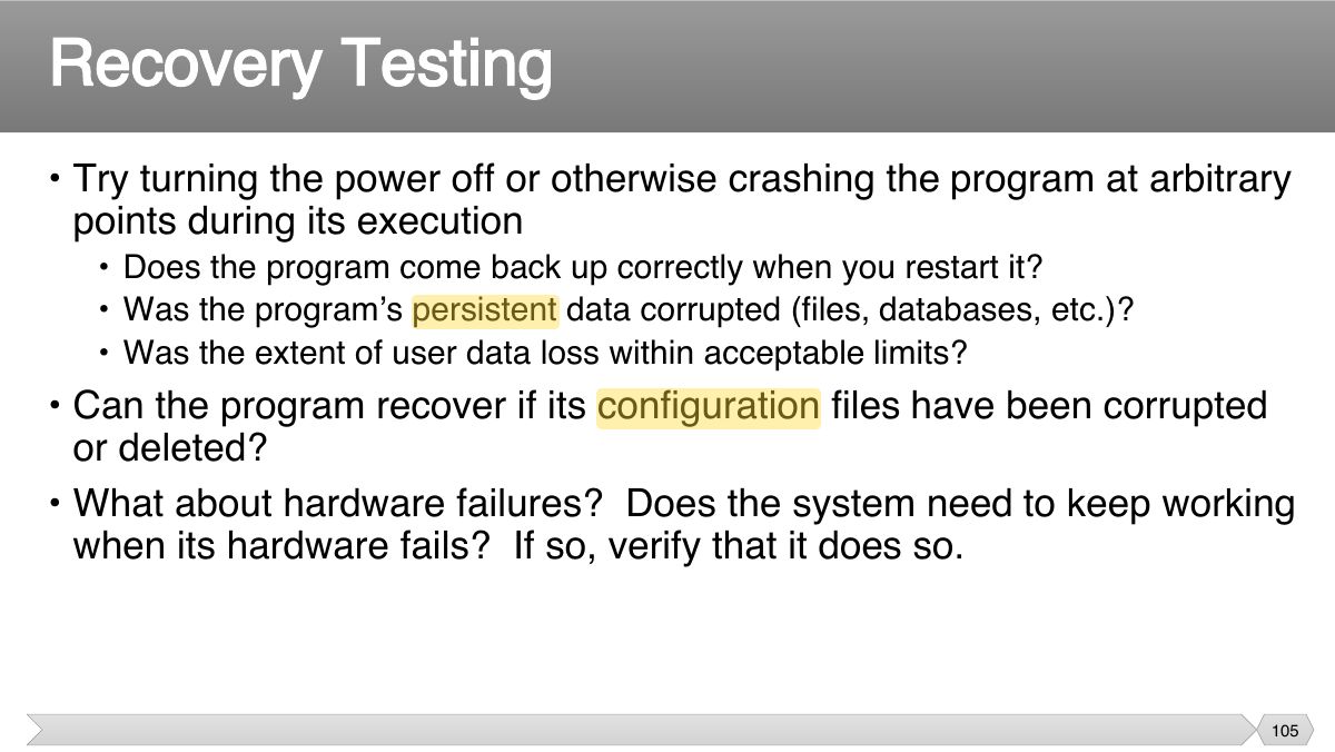 Slide 105: • Try turning the power off or otherwise crashing the program at arbitrary points during its execution